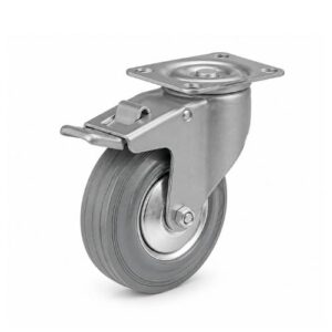 Kotač 50 mm sivi gumeni kotač,okretni sa kočnicom(nosivost: 35 kg)